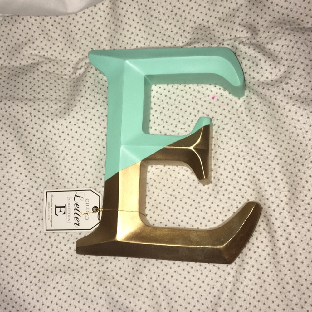 Letter E Statue Decoration Teal + Gold Dorm Decor